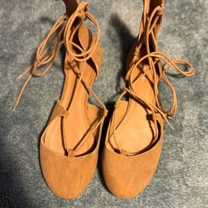 Elegant Tan Lace-Up Women's Shoes